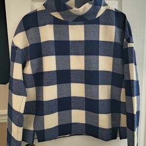 Vineyard Vines Navy and Cream Checkered Turtleneck Sweater
